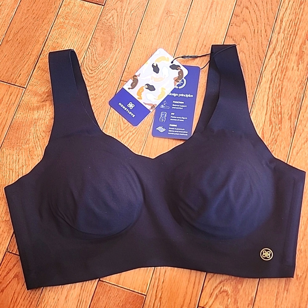 Honeylove V Neck Black Bra SMALL